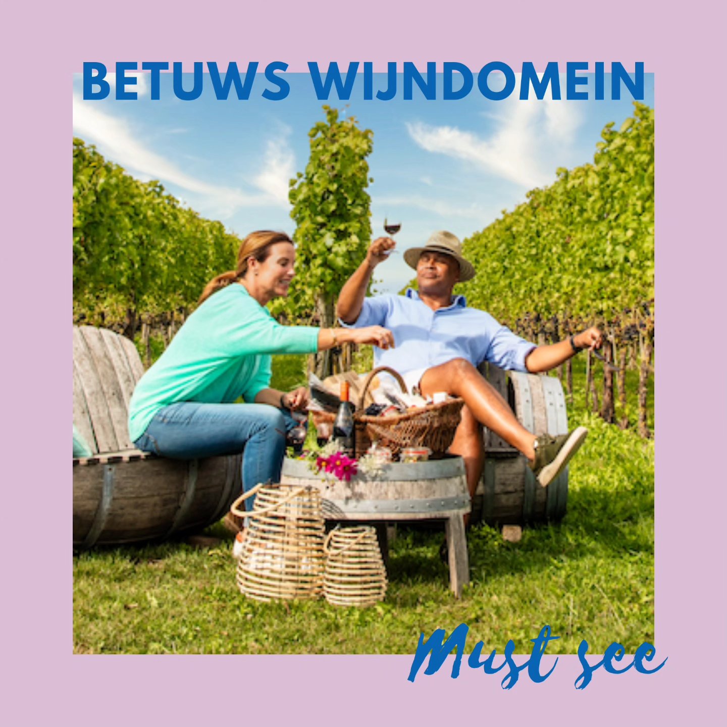 Centraal gelegen in Nederland, in het mooie Betuwse landschap, vind je de wijngaarden van het Betuws Wijndomein. Met behulp van speciale druivenrassen worden hier kwalitatief hoogwaardige Nederlandse wijnen gemaakt. Het Betuws Wijndomein is, met haar 7 hectare (ruim 21.500 stokken), een van de grotere wijngaarden van Nederland. 

Een bezoek aan de wijngaardwinkel is een must-see, maar nóg leuker is om deel te nemen aan een van de vele activiteiten!

Samen met je geliefden picknicken tussen de druivenranken, geniet van een mand vol lokaal eten en een fles van onze Nederlandse wijn. Een workshop wijnmaken of een wijnproeverij in de wijngaard met de wijnboer(in). Het  kan bij het Betuwse Wijndomein*. Check ook even de evenementen kalender, want het Betuws Wijndomein organiseert ook hele leuke muzikale en culinaire evenementen!*

* 𝘢𝘭𝘭𝘦𝘦𝘯 𝘪𝘯 𝘩𝘦𝘵 𝘭𝘦𝘯𝘵𝘦-/𝘻𝘰𝘮𝘦𝘳𝘴𝘦𝘪𝘻𝘰𝘦𝘯. 𝘋𝘢𝘨𝘦𝘯, 𝘵𝘪𝘫𝘥𝘦𝘯 𝘦𝘯 𝘳𝘦𝘴𝘦𝘳𝘷𝘦𝘳𝘦𝘯 𝘷𝘪𝘢 𝘥𝘦 𝘸𝘦𝘣𝘴𝘪𝘵𝘦

In de winter kun je naar hartelust wandelen in de wijngaard! Er is een speciale wijngaard wandelroute met informatieborden die alles vertellen over de Nederlandse wijnbouw en het wijnmaken zoals we dat op het Betuws Wijndomein doen. (Trek je wijngaard outfit en neem je verrekijker mee!)

www.betuwswijndomein.nl